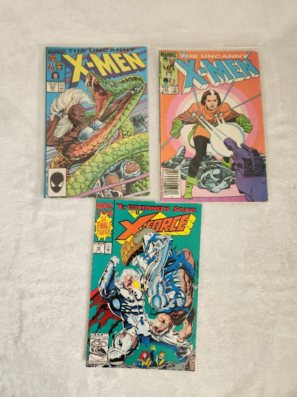 Uncanny X-Men #172 #185 X-Force #18 Marvel Vintage 3 Comic Books Lot Storm Cable
